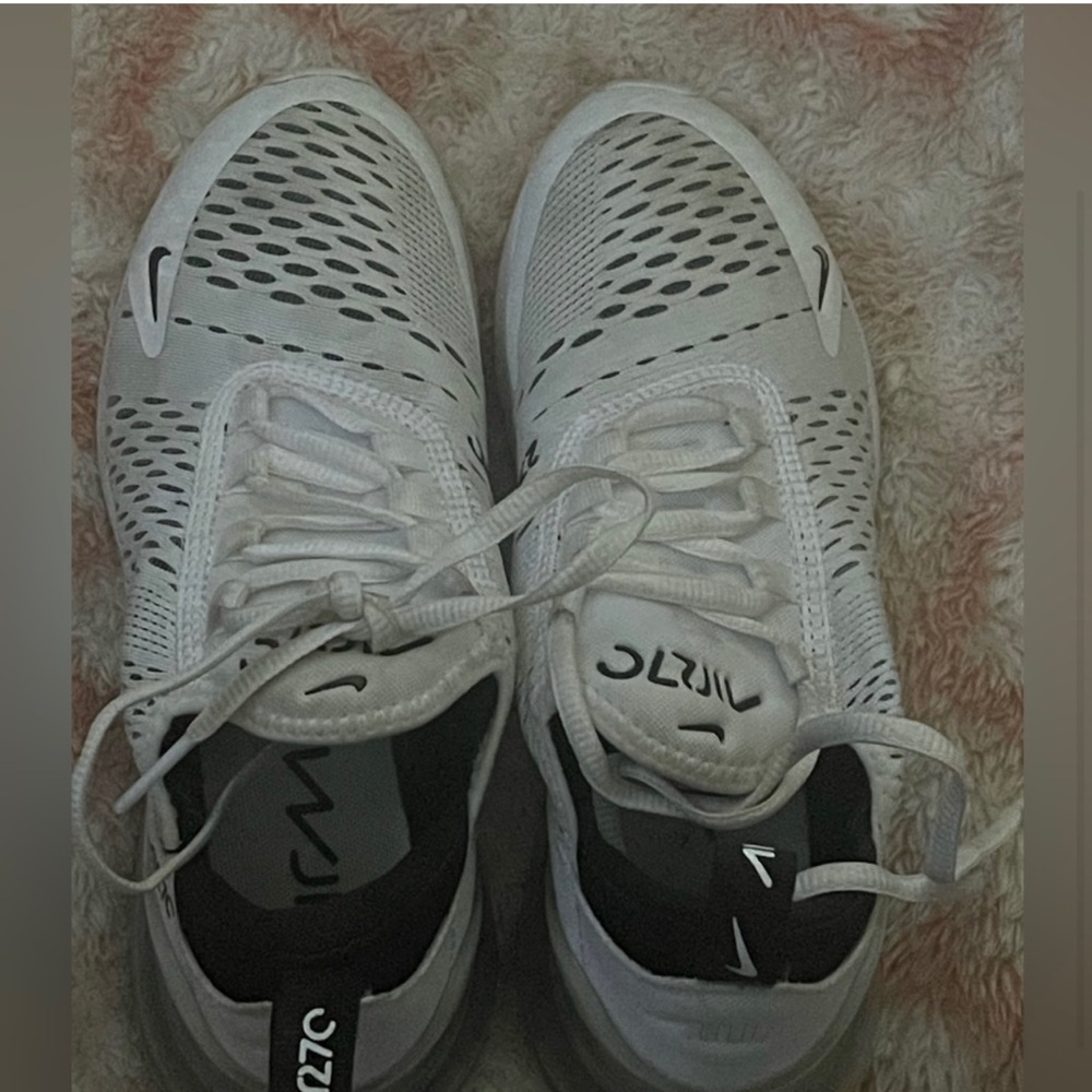 Nike White and Black Sneakers with Mesh Design